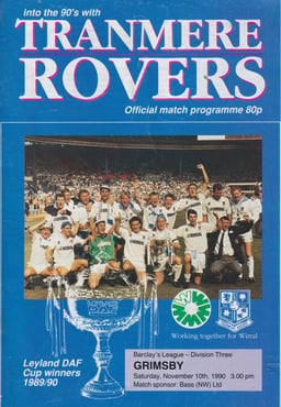 Tranmere Rovers v Grimsby Town Match Programme 1990-11-10
